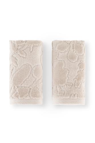 Coincasa σετ πετσέτες χεριών με ανάγλυφο ton-sur-ton floral print 30 x 30 cm (2 τεμάχια) - 007218616 Μπεζ